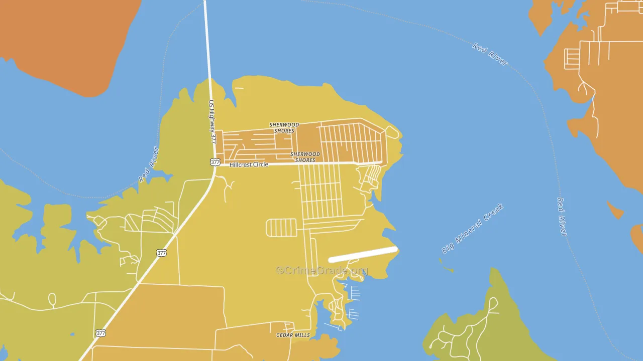Sherwood Shores, TX Map of Drug-Related Crime Rates