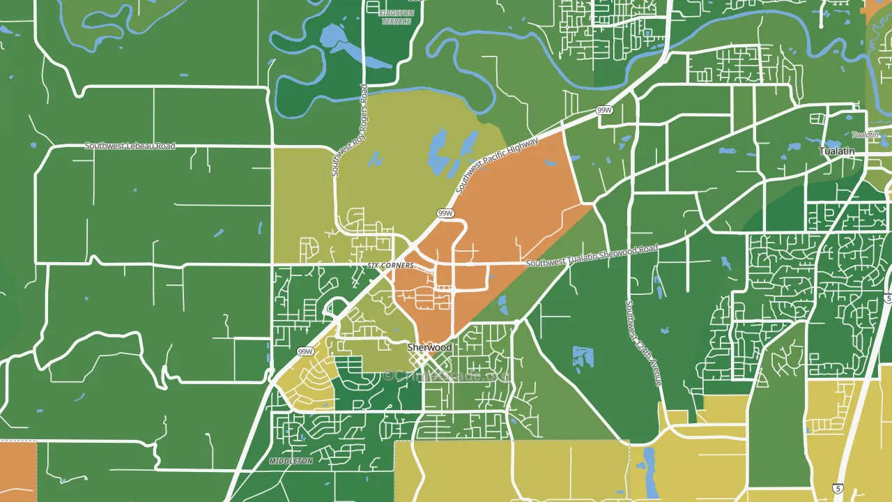 Sherwood-Tualatin North, Sherwood, OR Map of Drug-Related Crime Rates