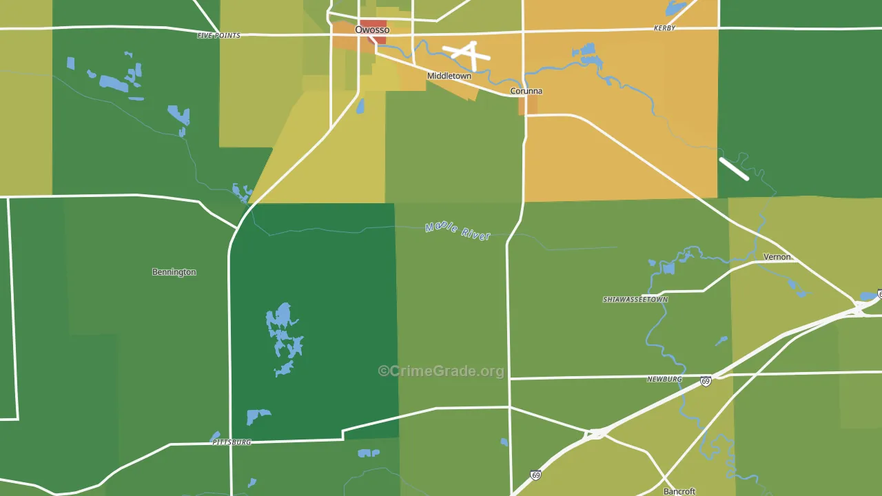 Shiawassee County, MI Map of Drug-Related Crime Rates