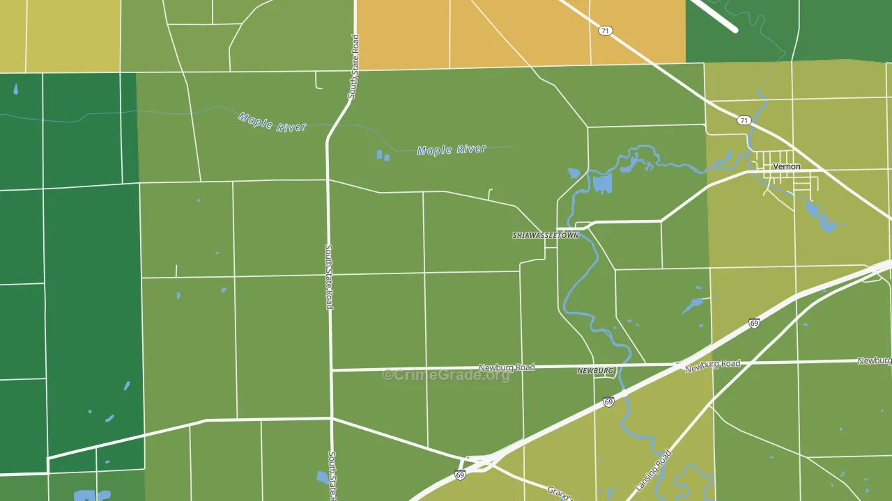 Shiawasseetown, MI Map of Drug-Related Crime Rates
