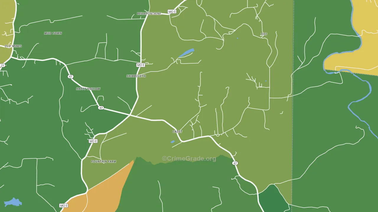 Shibboleth, MO Map of Drug-Related Crime Rates