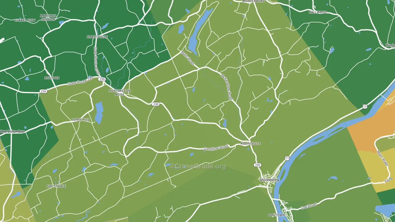 Shickshinny, PA Map of Drug-Related Crime Rates