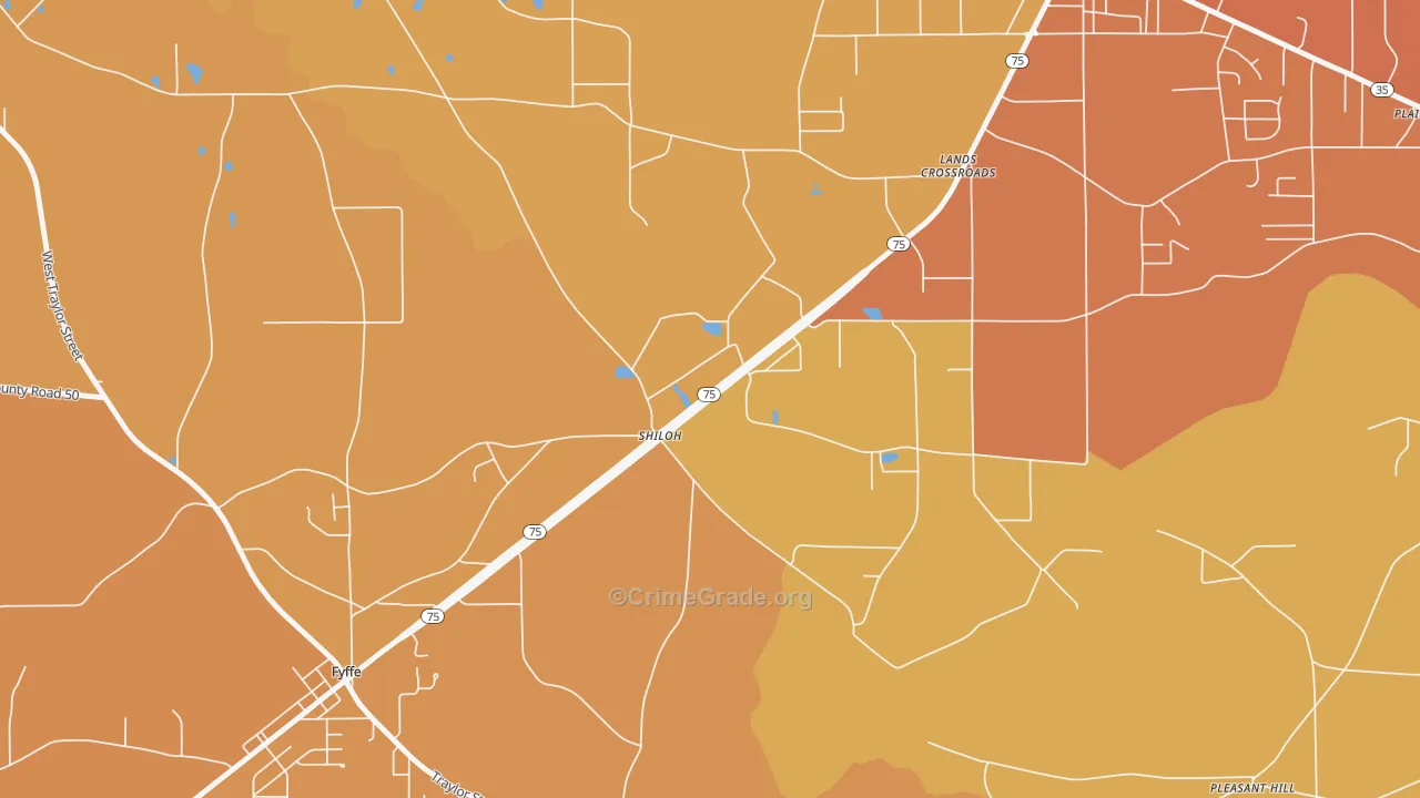 Shiloh, AL Map of Drug-Related Crime Rates
