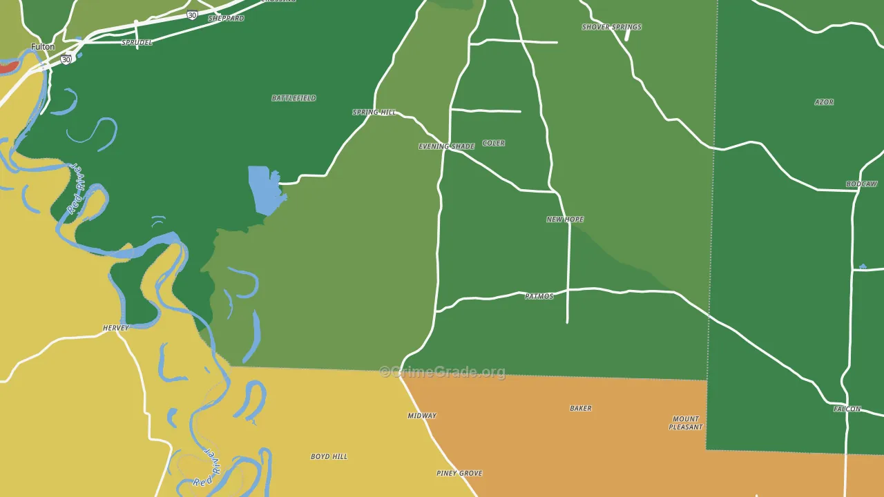 Shiloh, AR Map of Drug-Related Crime Rates