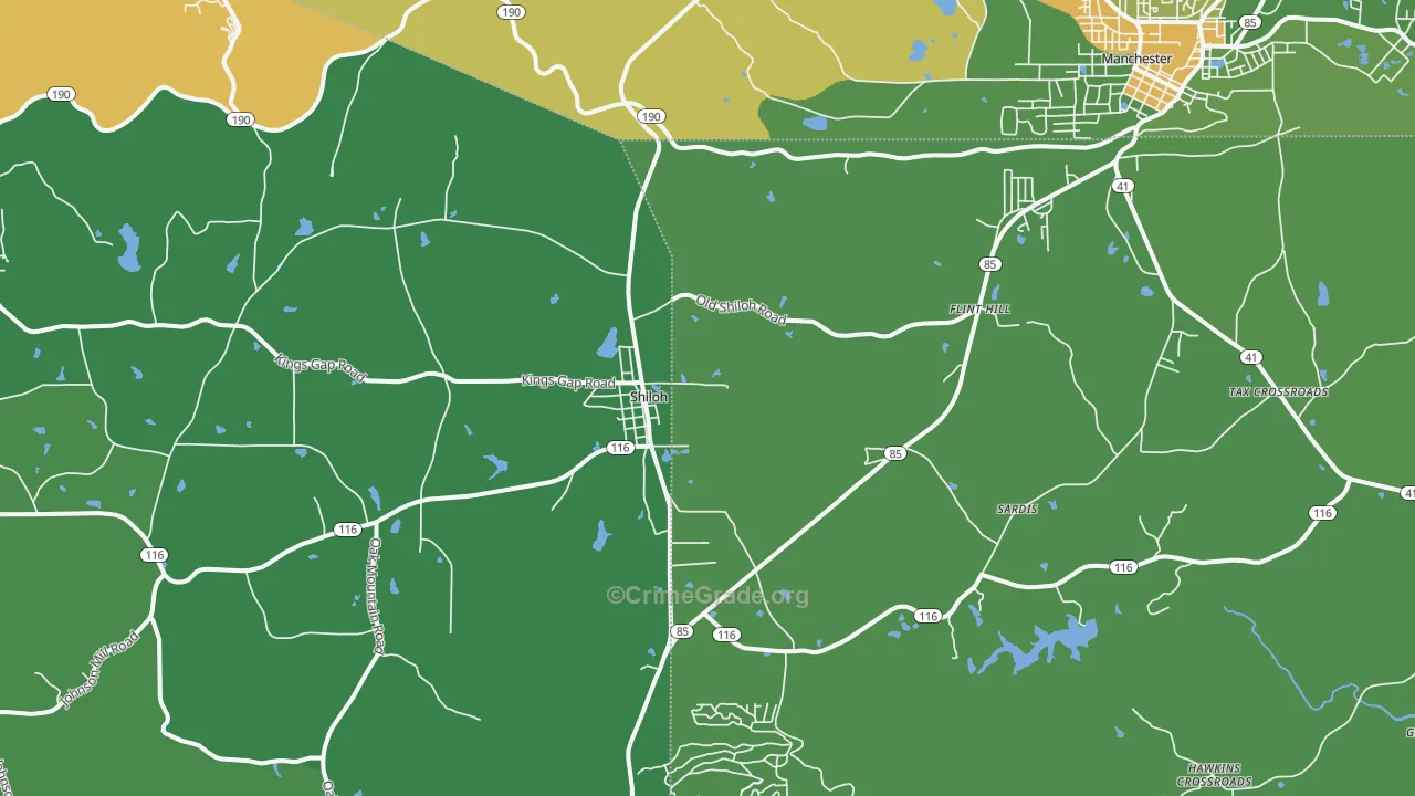 Shiloh, GA Map of Drug-Related Crime Rates