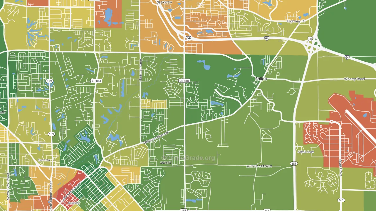 Shiloh, IL Map of Drug-Related Crime Rates