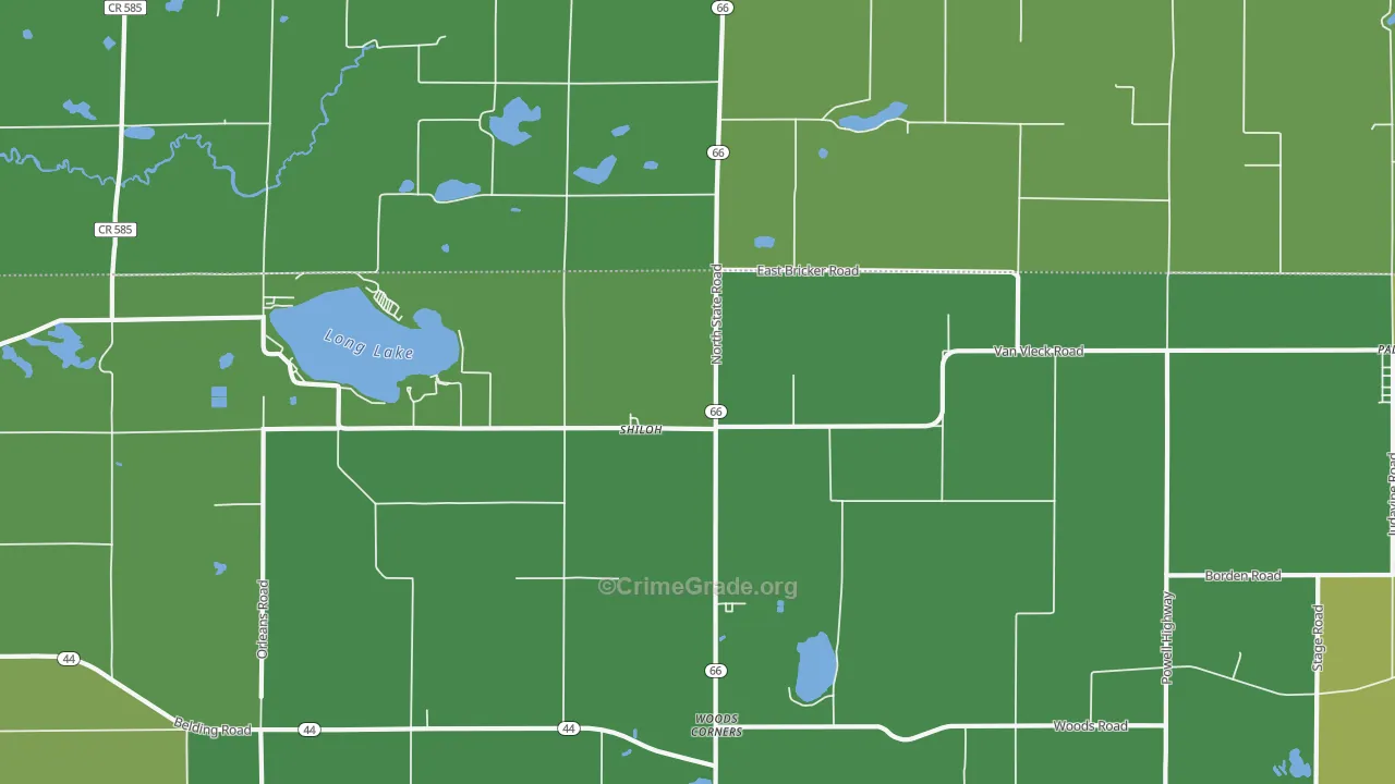 Shiloh, MI Map of Drug-Related Crime Rates