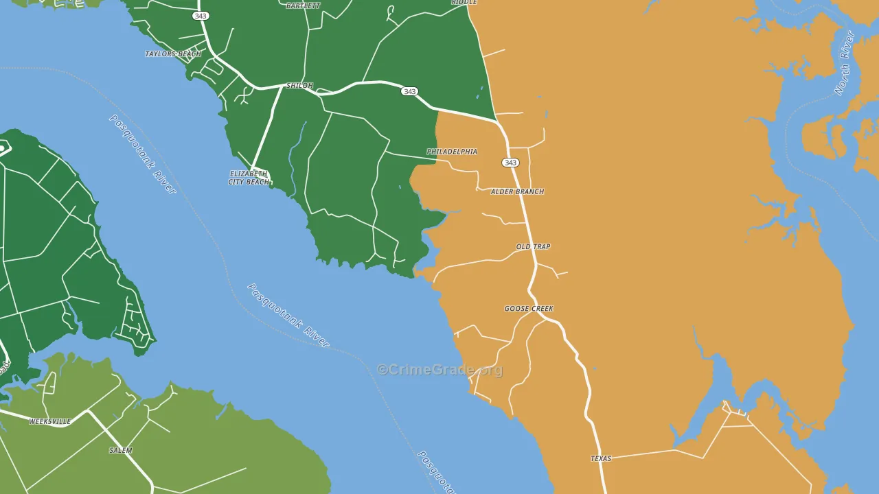 Shiloh, NC Map of Drug-Related Crime Rates