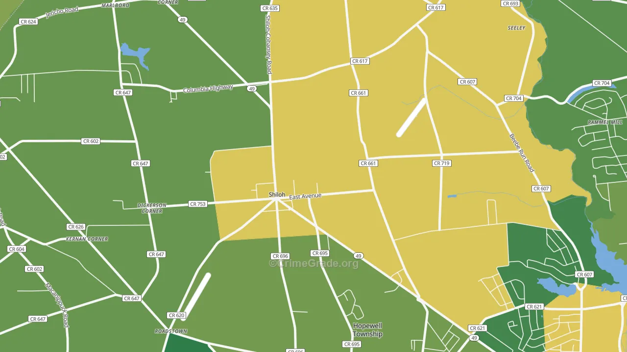 Shiloh, NJ Map of Drug-Related Crime Rates