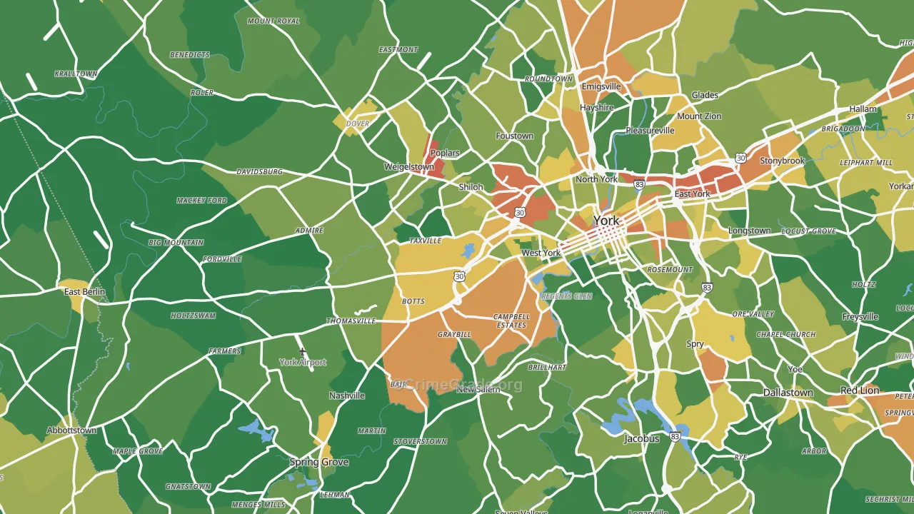 Shiloh, PA Map of Drug-Related Crime Rates
