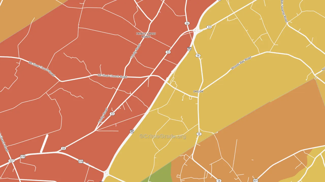 Shiloh, SC Map of Drug-Related Crime Rates