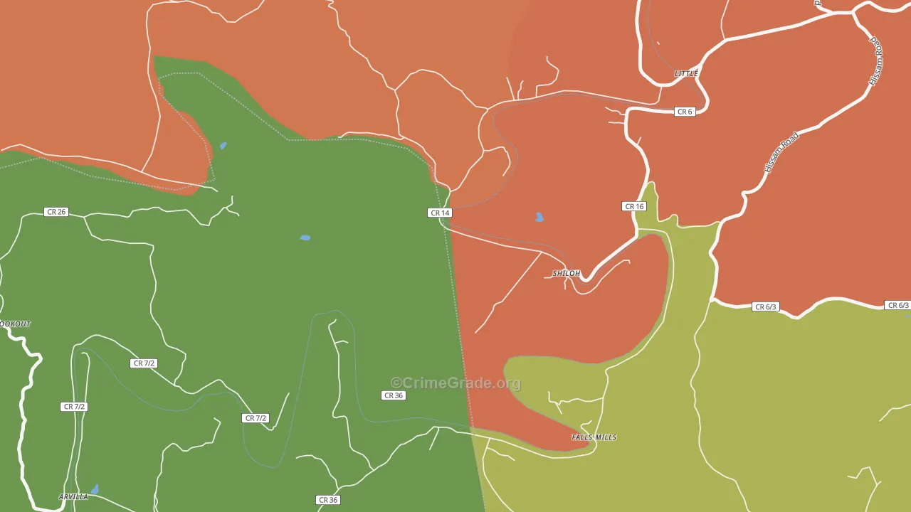 Shiloh, WV Map of Drug-Related Crime Rates