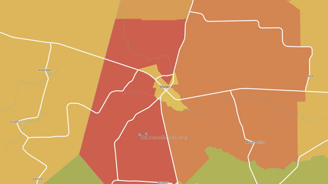 Shiner, TX Map of Drug-Related Crime Rates