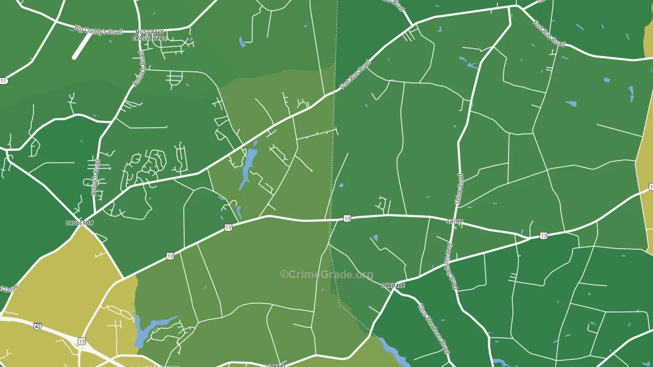Shines Crossroads, NC Map of Drug-Related Crime Rates