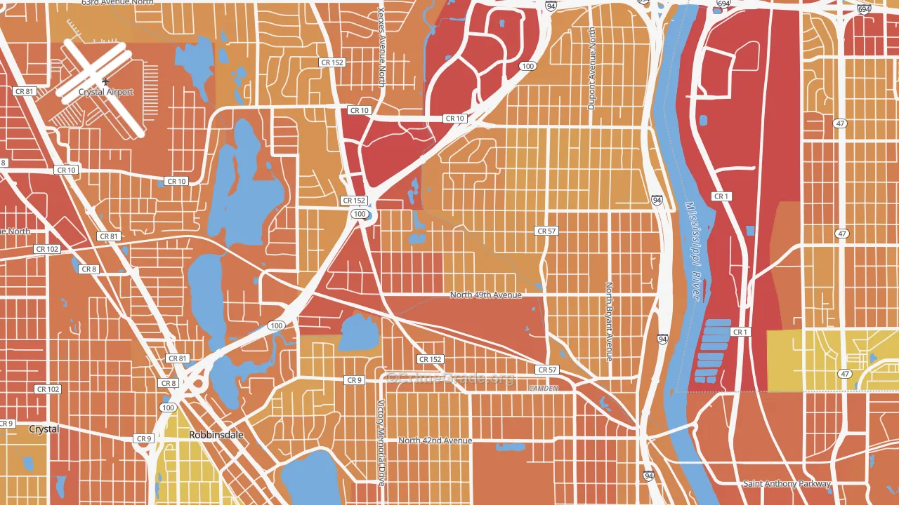 Shingle Creek, Minneapolis, MN Map of Drug-Related Crime Rates