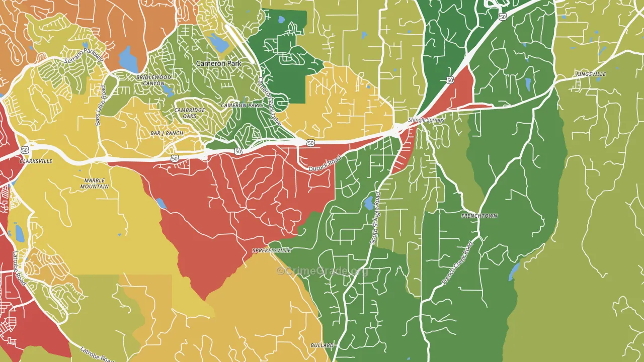 Shingle Springs, CA Map of Drug-Related Crime Rates