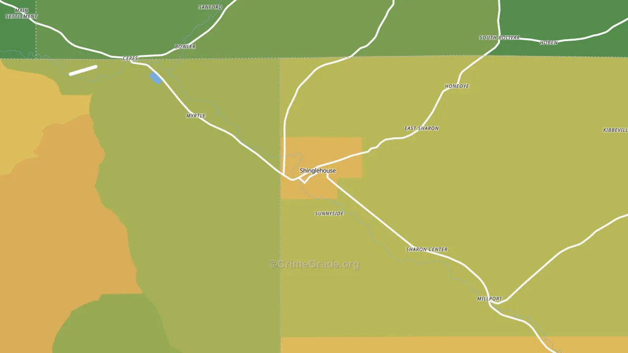 Shinglehouse, PA Map of Drug-Related Crime Rates