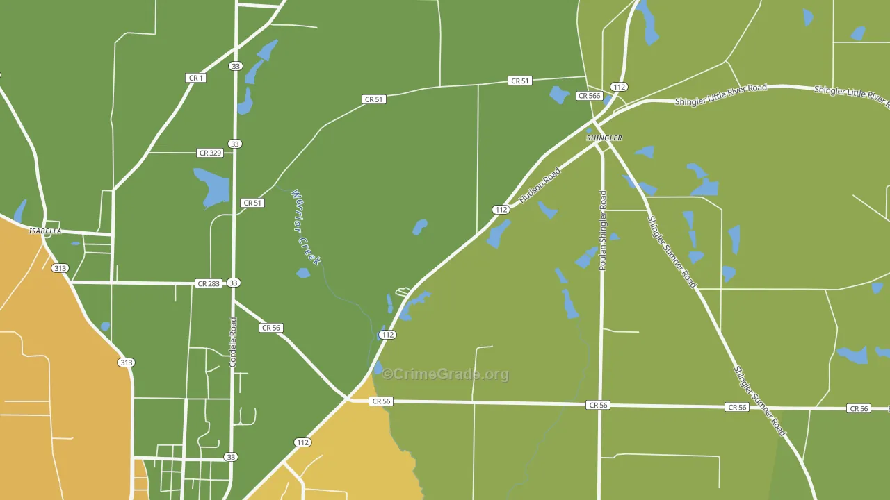 Shingler, GA Map of Drug-Related Crime Rates