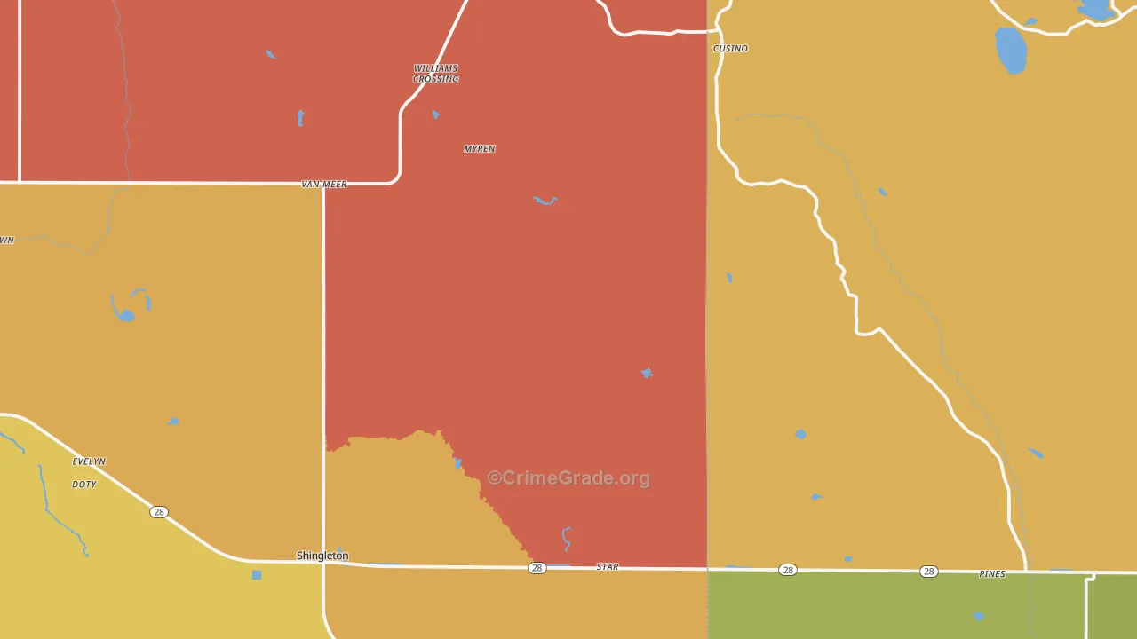 Shingleton, MI Map of Drug-Related Crime Rates