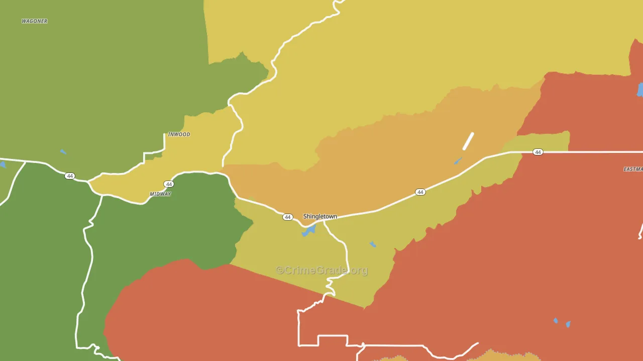 Shingletown, CA Map of Drug-Related Crime Rates