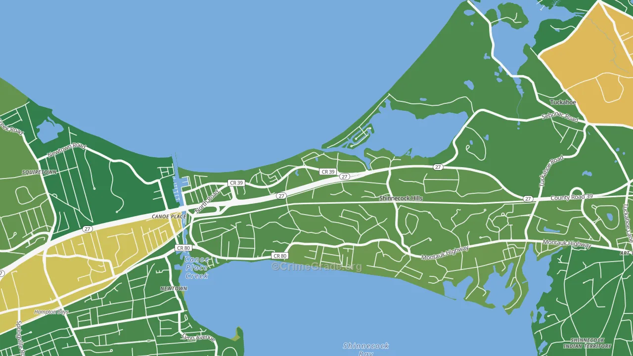 Shinnecock Hills, NY Map of Drug-Related Crime Rates