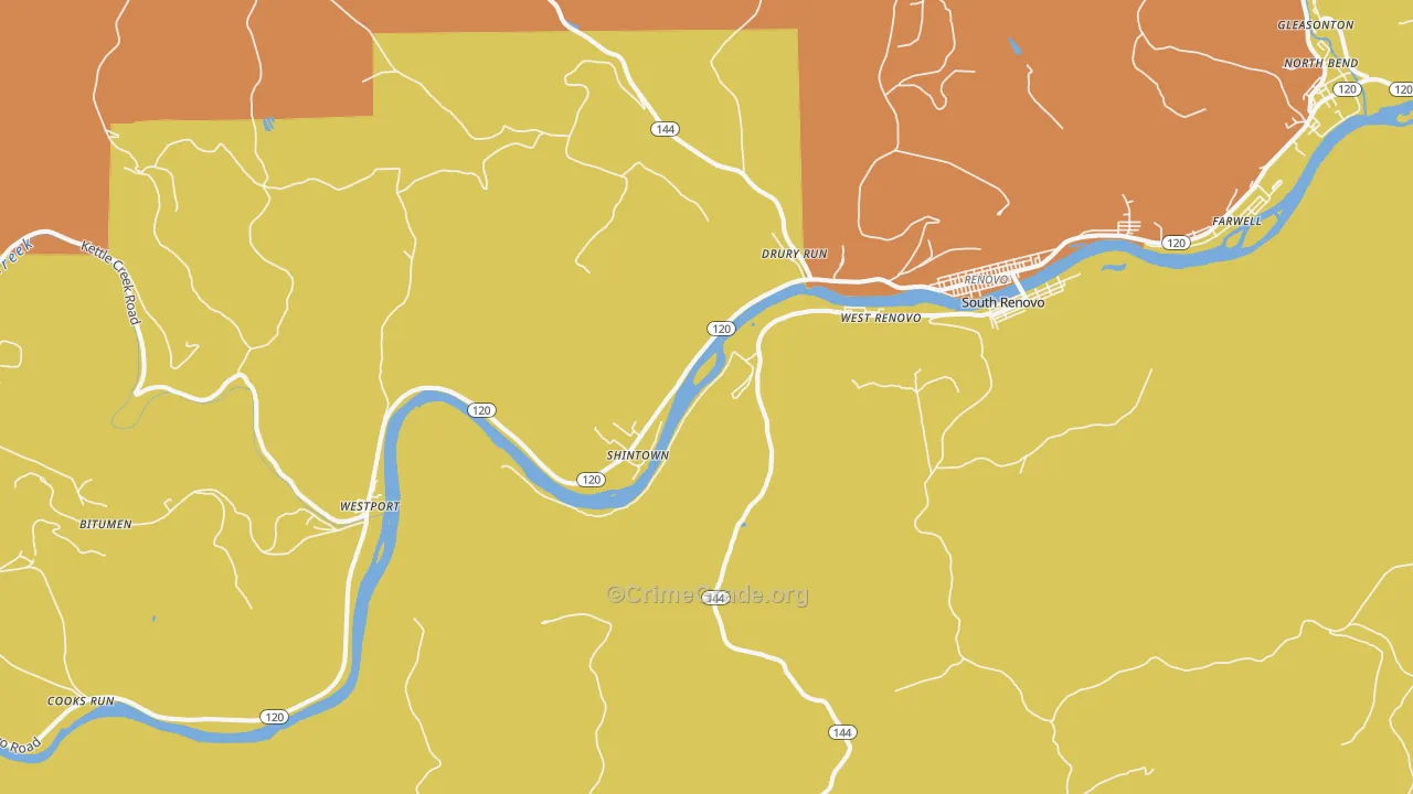Shintown, PA Map of Drug-Related Crime Rates