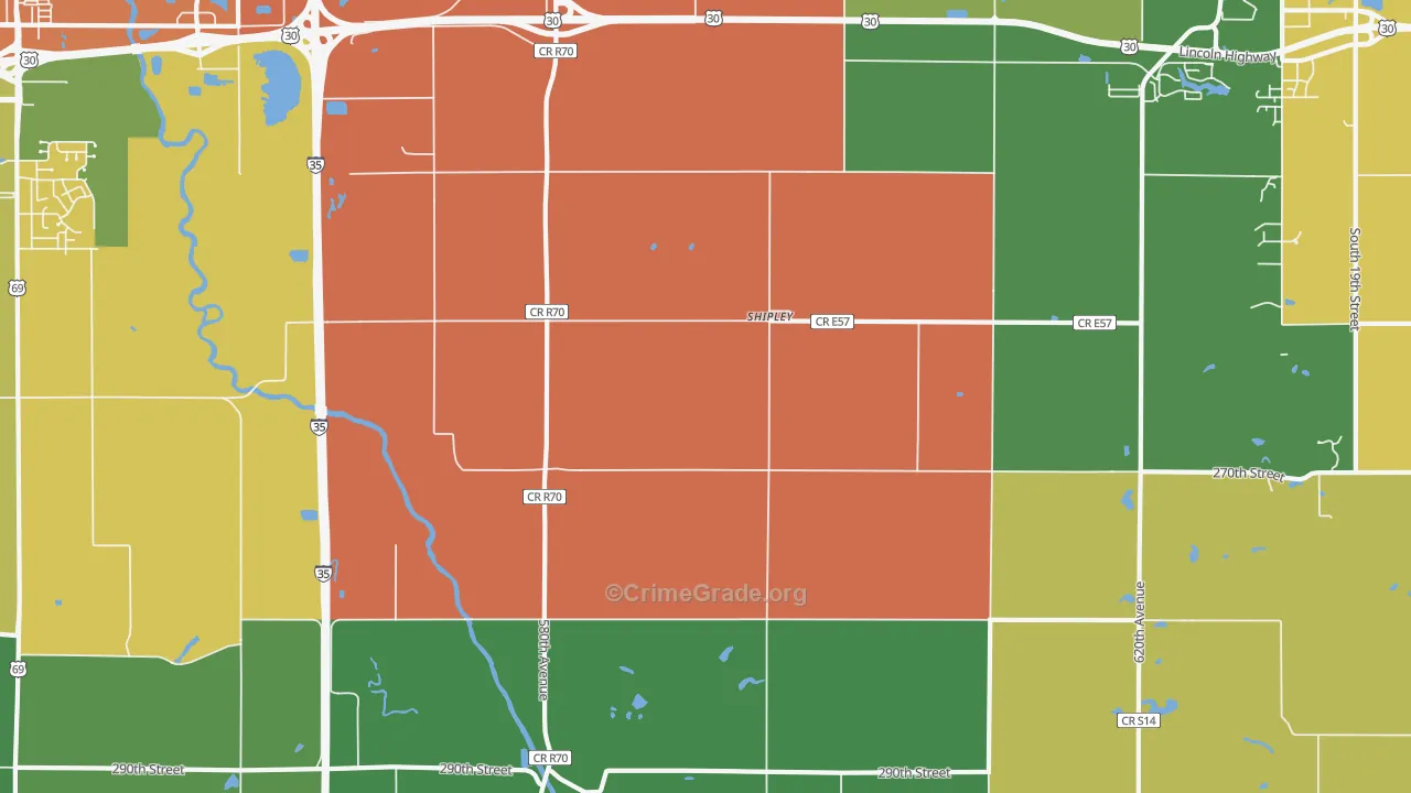 Shipley, IA Map of Drug-Related Crime Rates