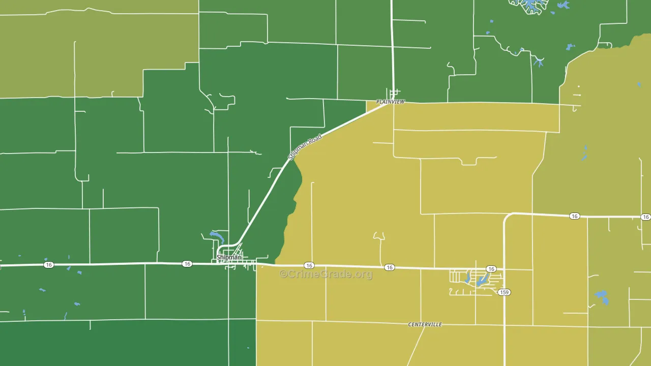 Shipman, IL Map of Drug-Related Crime Rates