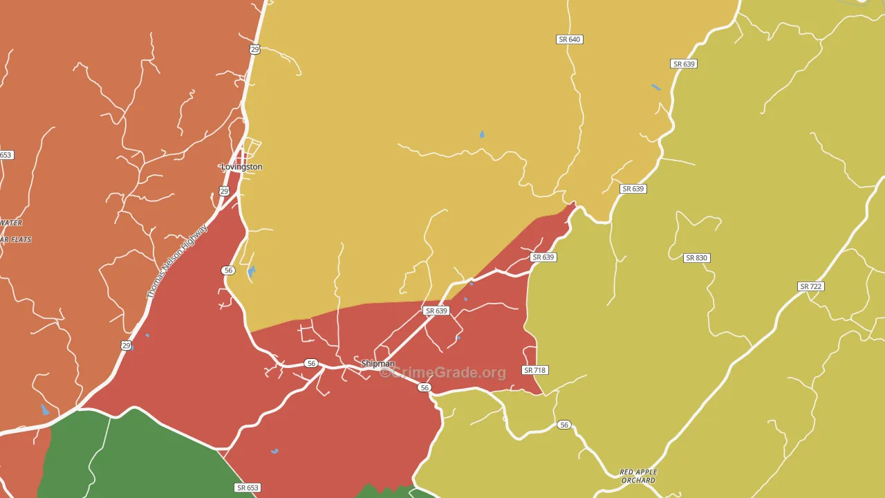 Shipman, VA Map of Drug-Related Crime Rates