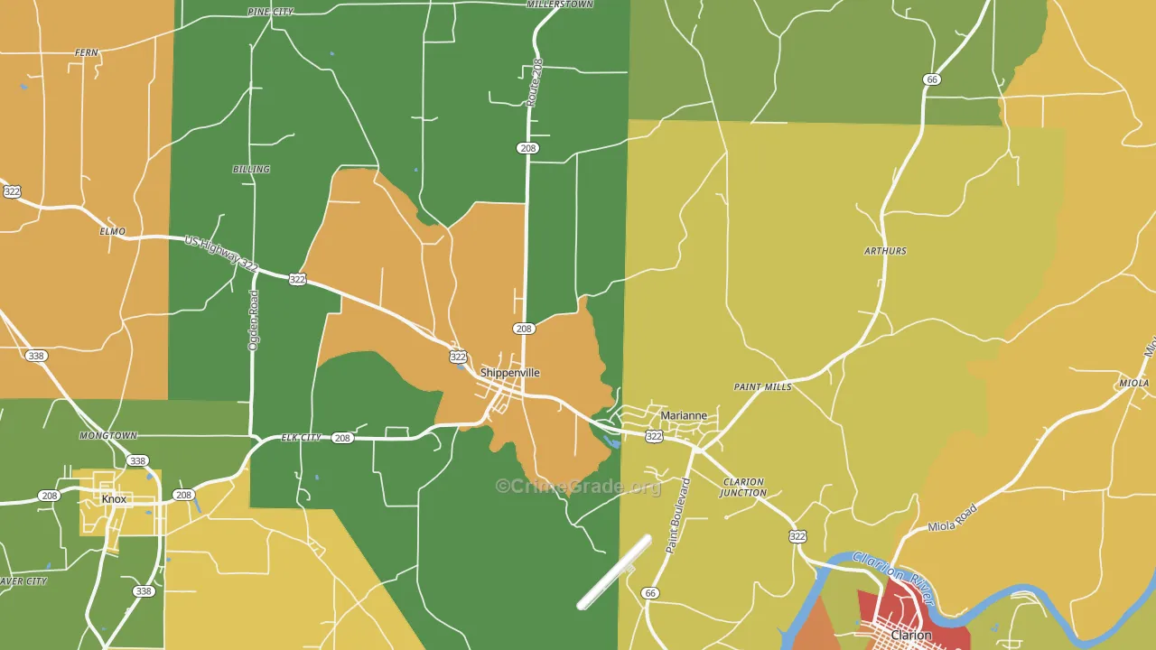Shippenville, PA Map of Drug-Related Crime Rates