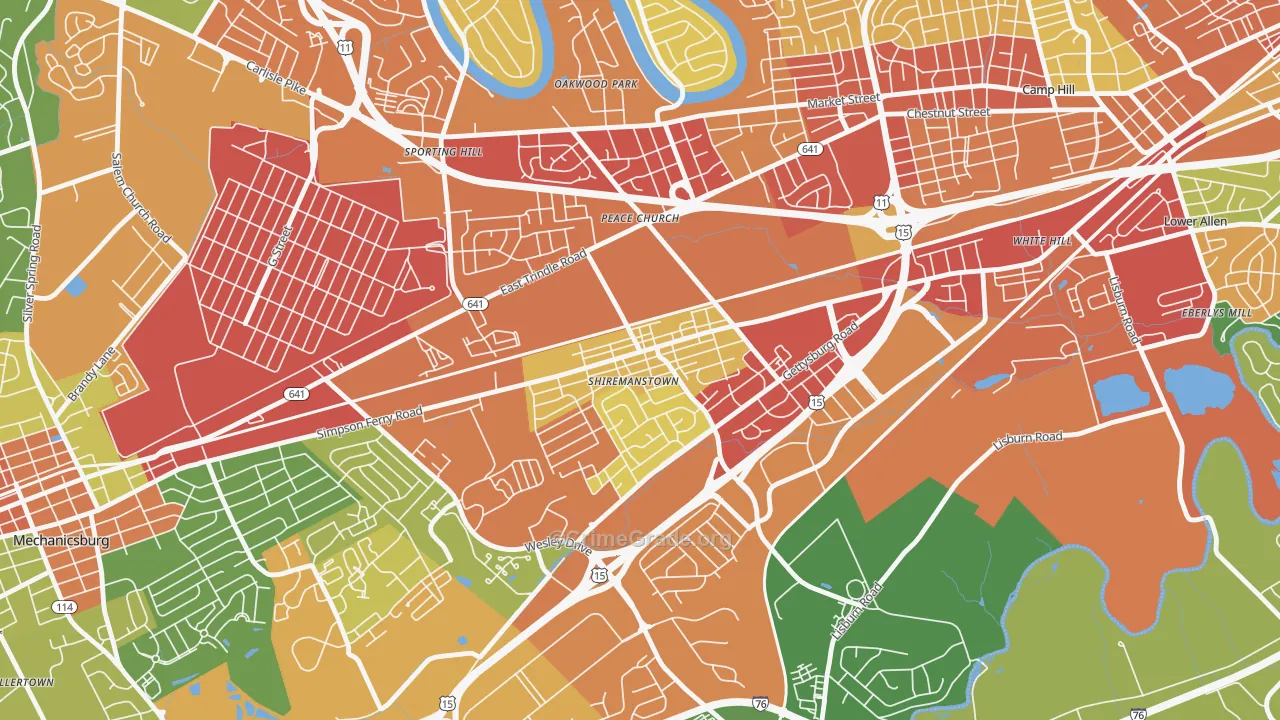 Shiremanstown, PA Map of Drug-Related Crime Rates