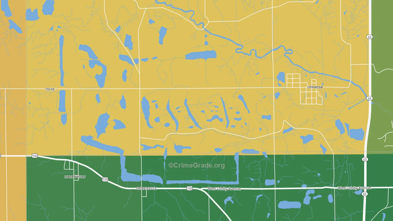Shirkieville, IN Map of Drug-Related Crime Rates