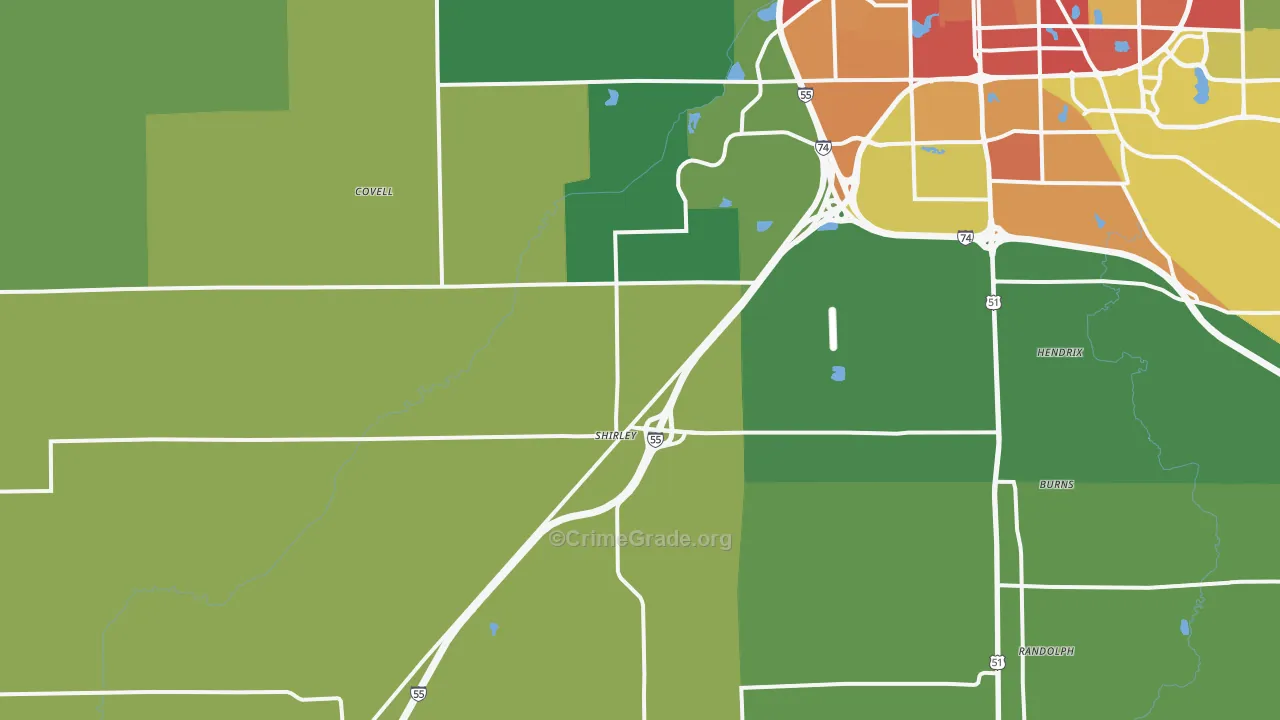 Shirley, IL Map of Drug-Related Crime Rates