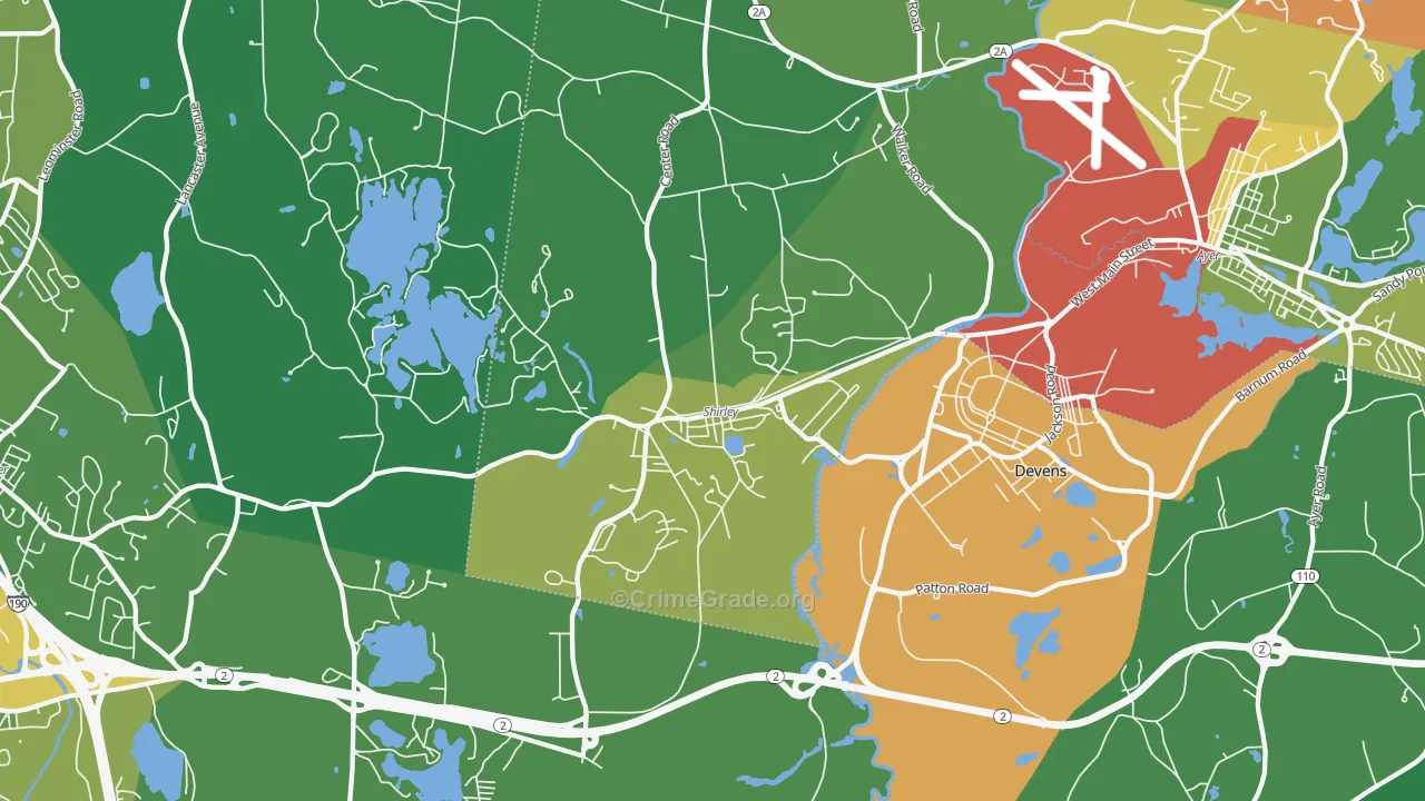 Shirley, MA Map of Drug-Related Crime Rates