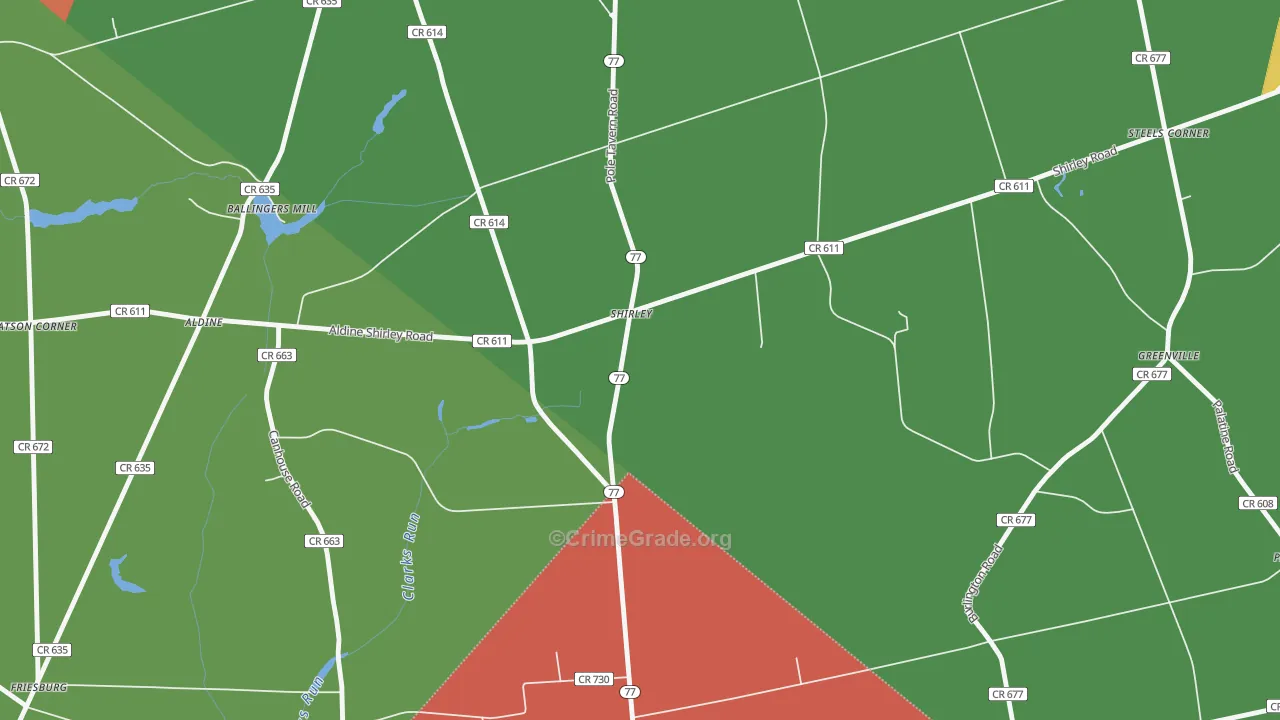 Shirley, NJ Map of Drug-Related Crime Rates