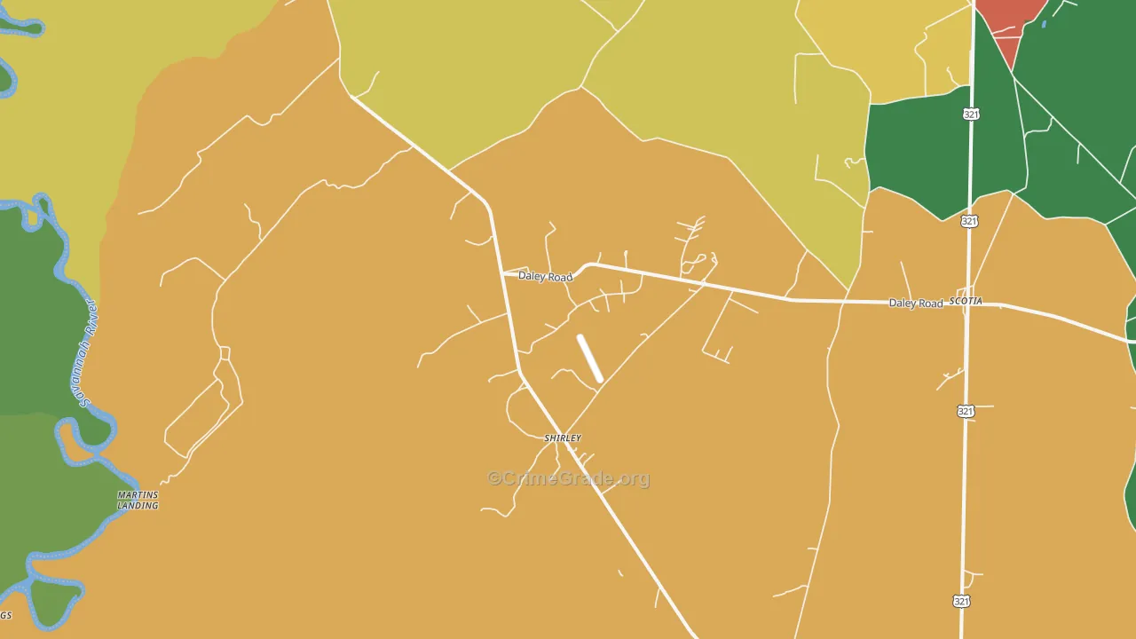 Shirley, SC Map of Drug-Related Crime Rates