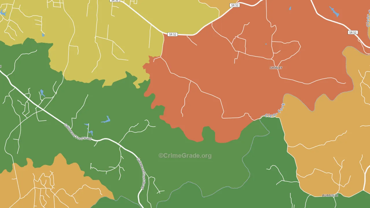 Shirley, TN Map of Drug-Related Crime Rates