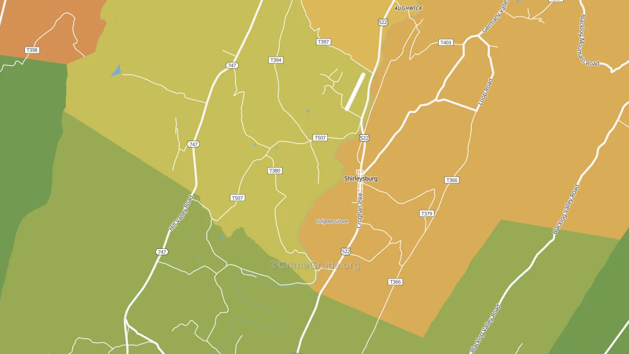 Shirleysburg, PA Map of Drug-Related Crime Rates