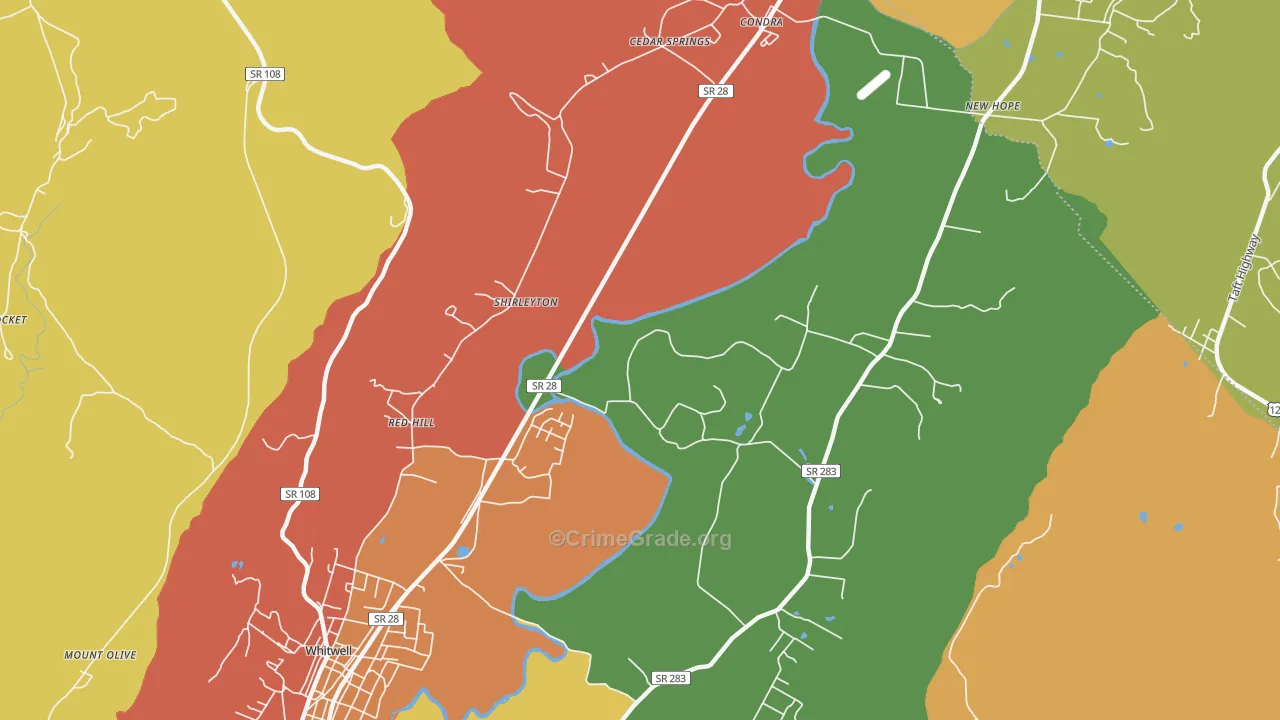Shirleyton, TN Map of Drug-Related Crime Rates