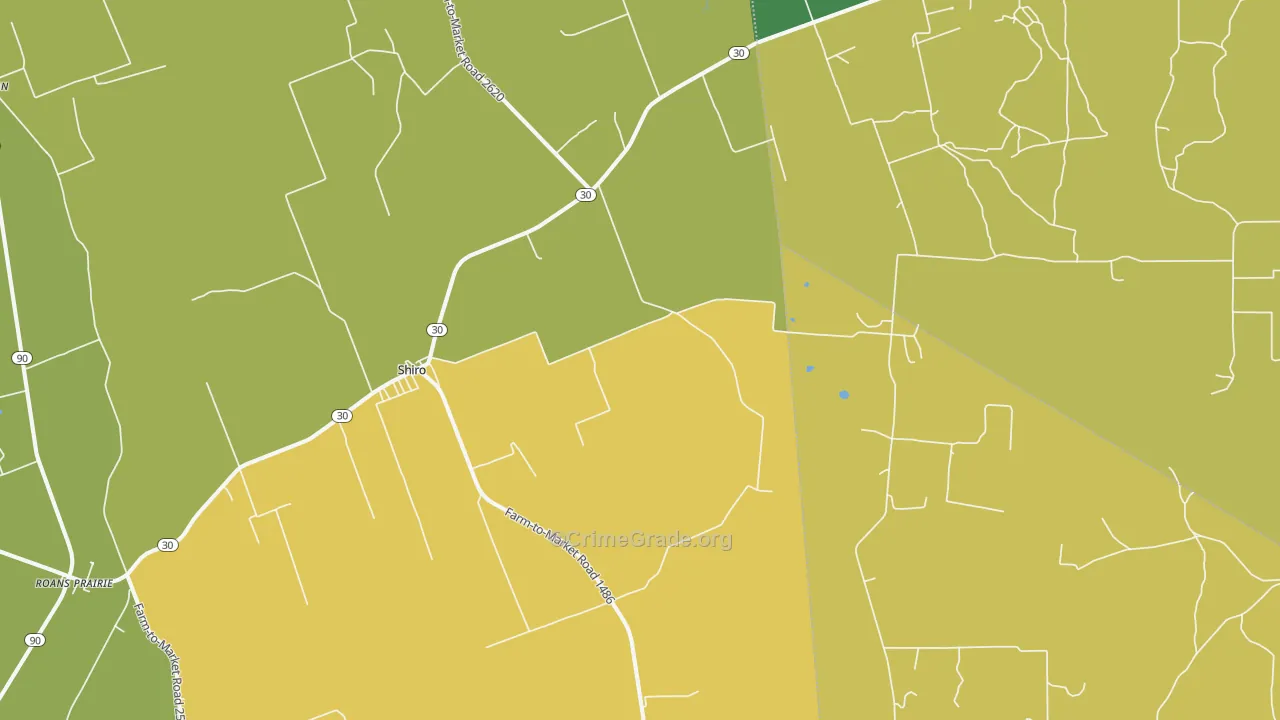 Shiro, TX Map of Drug-Related Crime Rates