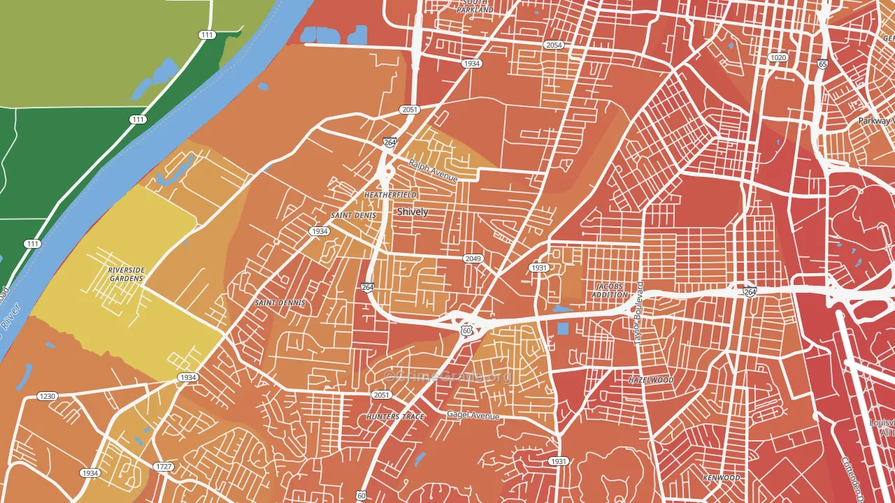 Shively, KY Map of Drug-Related Crime Rates