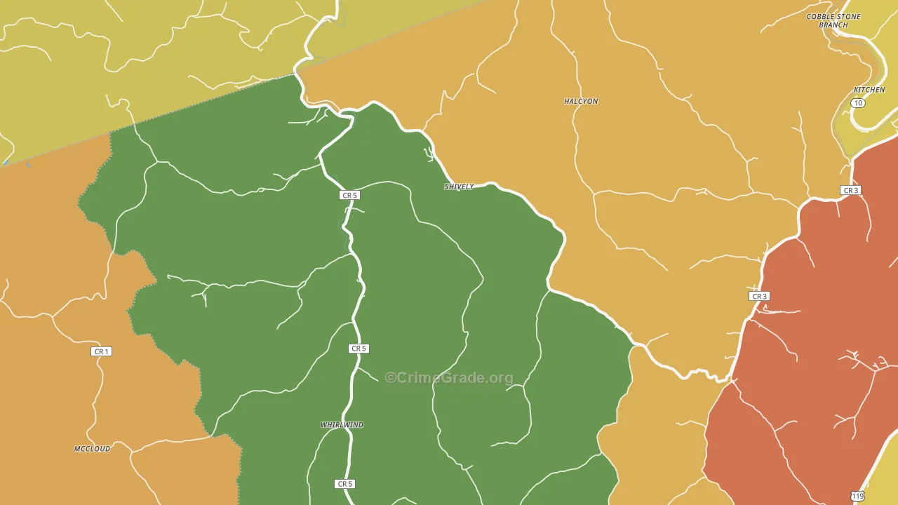 Shively, WV Map of Drug-Related Crime Rates