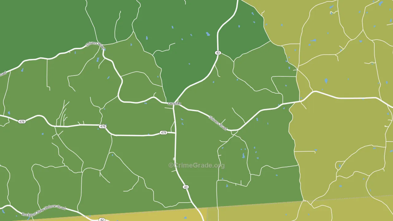 Shivers, MS Map of Drug-Related Crime Rates