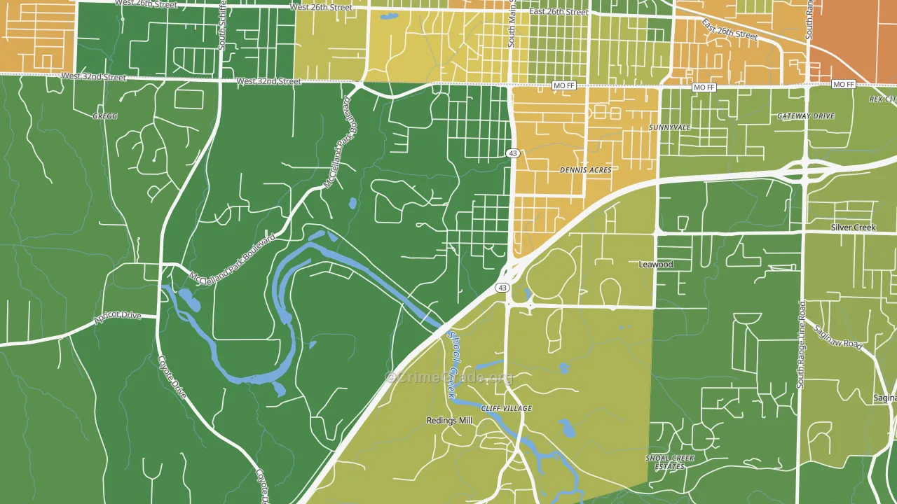 Shoal Creek Drive, MO Map of Drug-Related Crime Rates