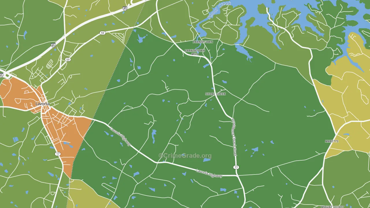 Shoal Creek, GA Map of Drug-Related Crime Rates