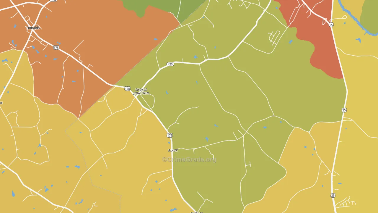 Shoals Junction, SC Map of Drug-Related Crime Rates