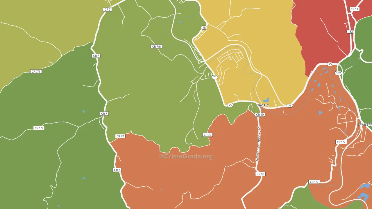 Shoals, WV Map of Drug-Related Crime Rates