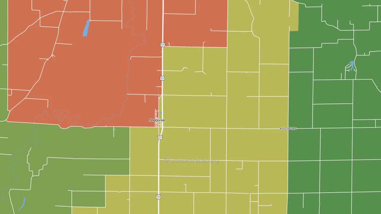 Shobonier, IL Map of Drug-Related Crime Rates
