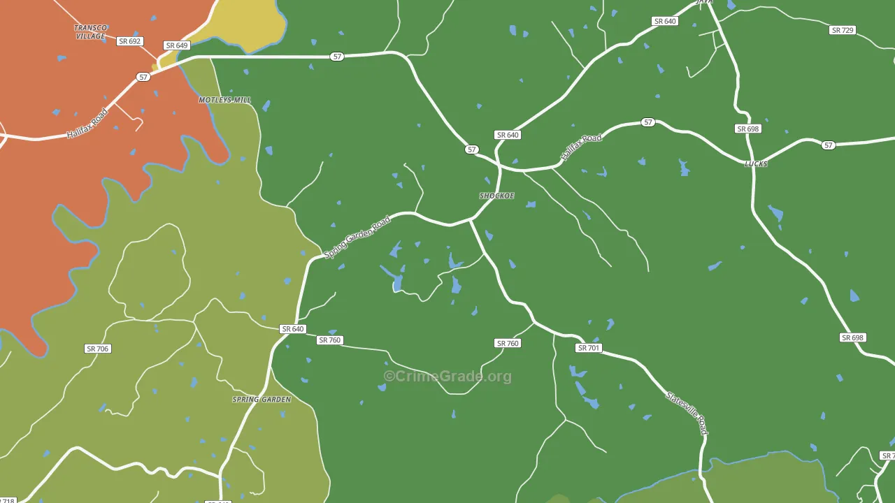 Shockoe, VA Map of Drug-Related Crime Rates