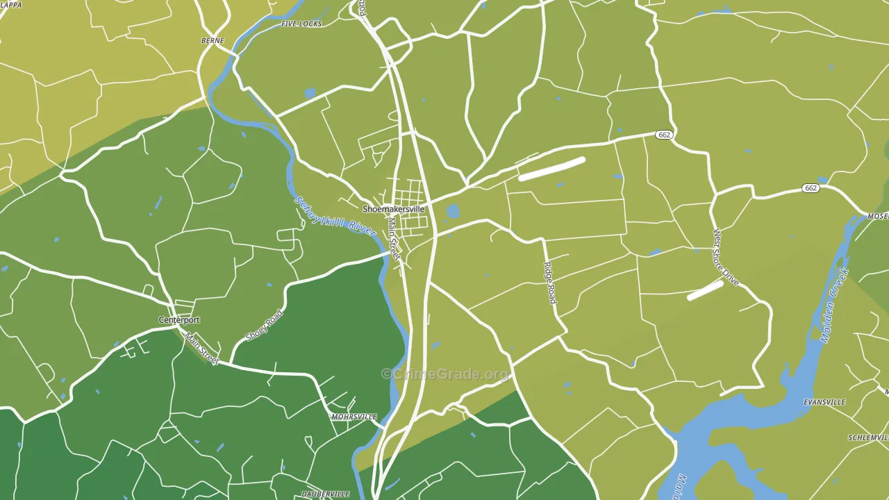 Shoemakersville, PA Map of Drug-Related Crime Rates